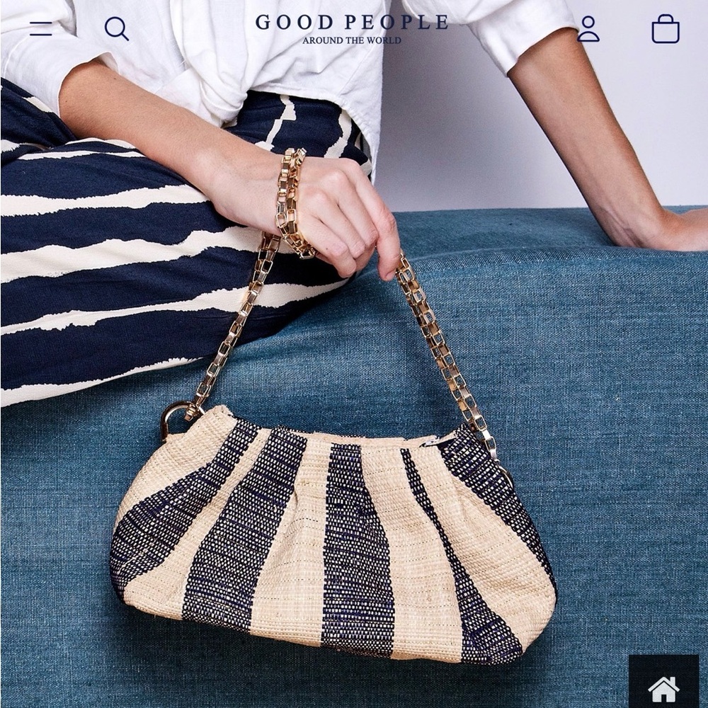 Black and Tan Striped Shoulder Bag